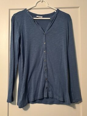 J. Jill Blue Long-Sleeve Button Down Shirt